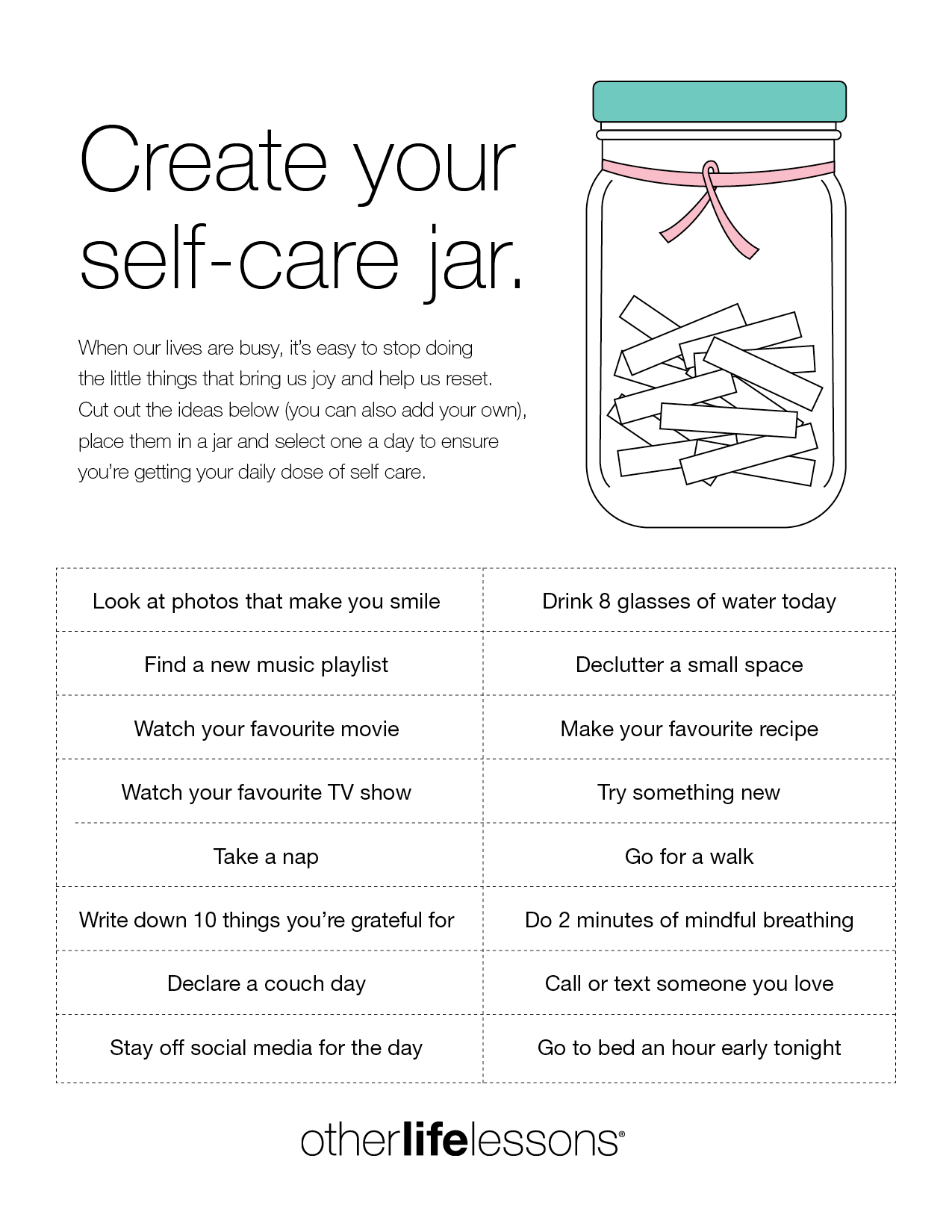 Create Your Self Care Jar Other Life Lessons Create Your Self Care Jar Other Life Lessons