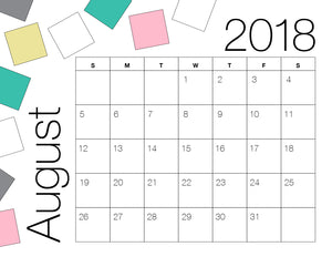 August Calendar Colour (Free Printable)