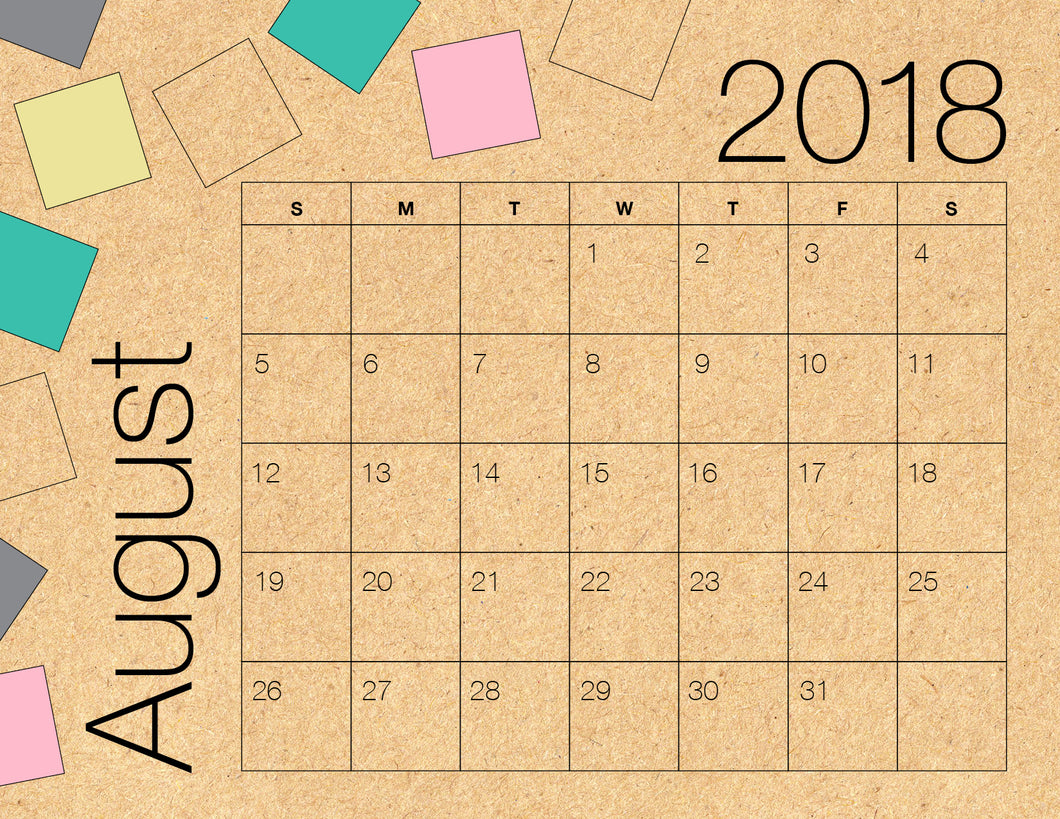 August Calendar Kraft (Free Printable)