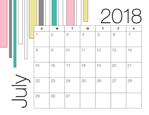 July Calendar Colour (Free Printable)