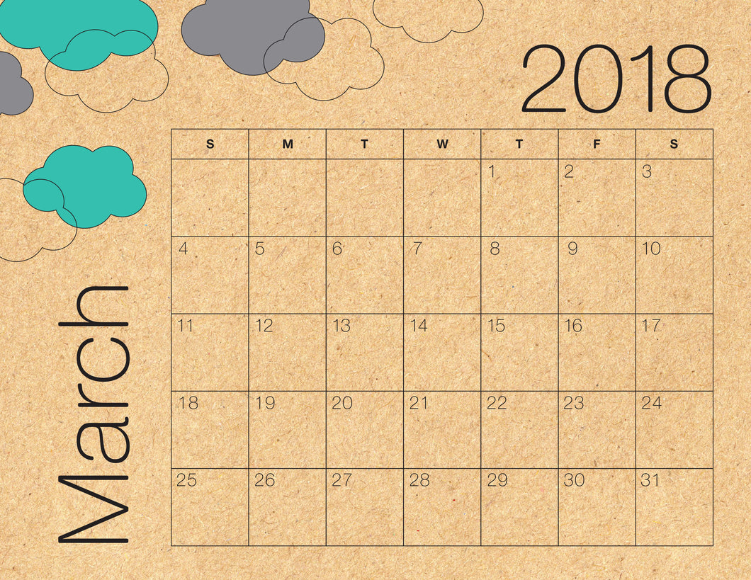 March Calendar Kraft (Free Printable)