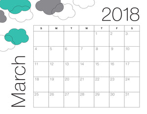March Calendar Colour (Free Printable)
