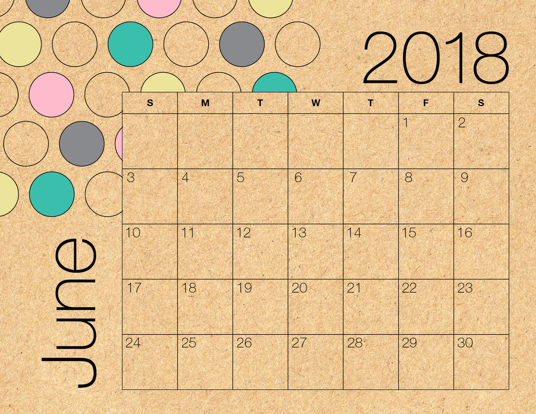 June Calendar Kraft (Free Printable)